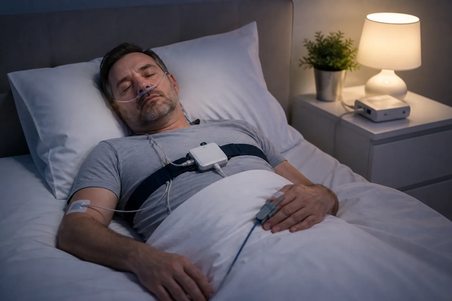 Studio diagnostico dei disturbi respiratori del sonno mediante monitoraggio notturno.